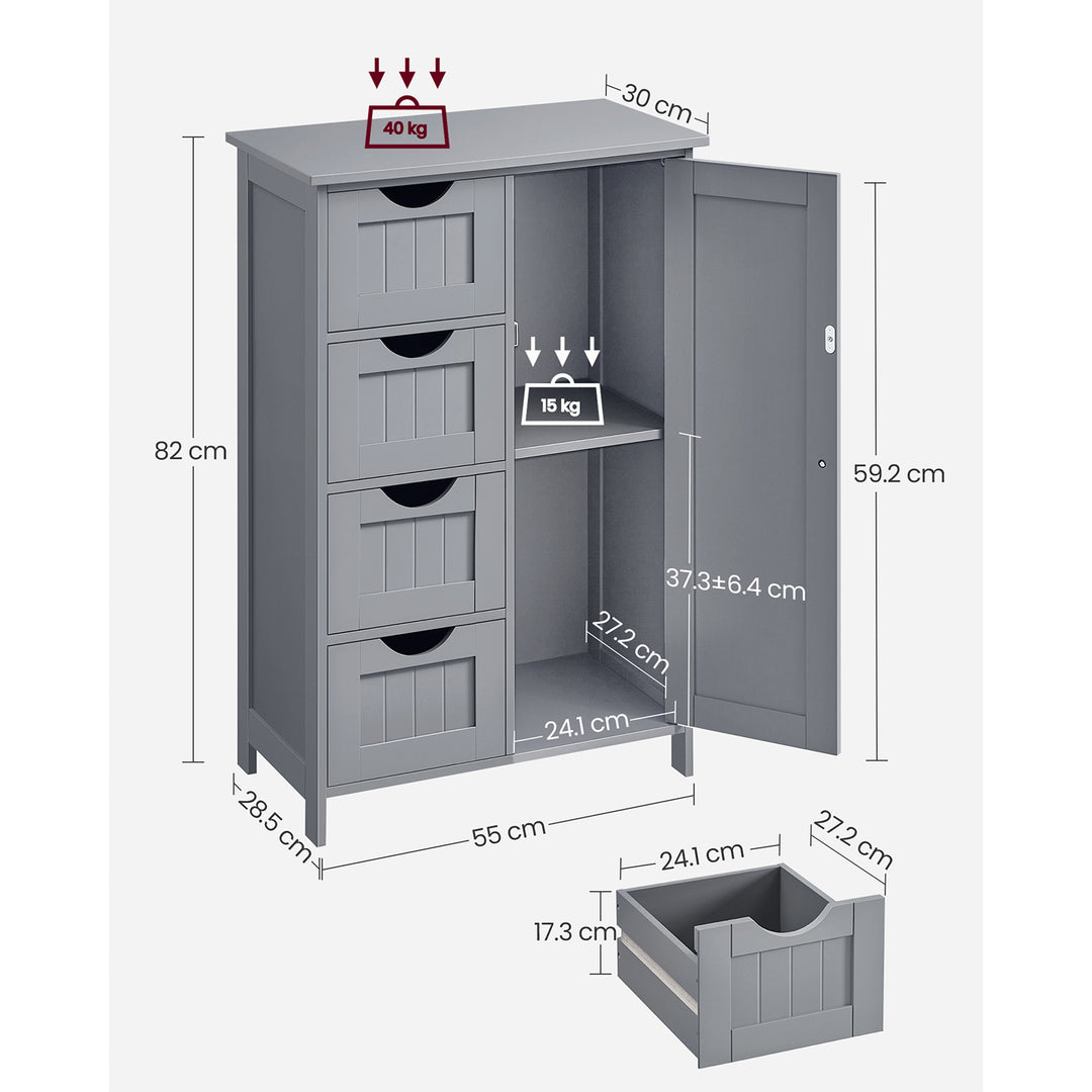 Bathroom Floor Storage Cabinet with 4 Drawers