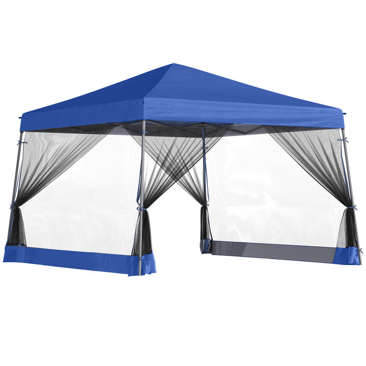 3.6 x 3.6m Outdoor Garden Pop-up Gazebo Canopy Tent Sun Shade Event Shelter Folding with Mesh Screen Side Walls  - Blue