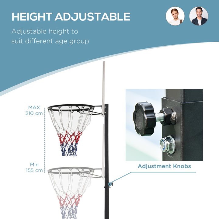 Portable Basketball Stand Net Hoop W/ Wheels-Black/White