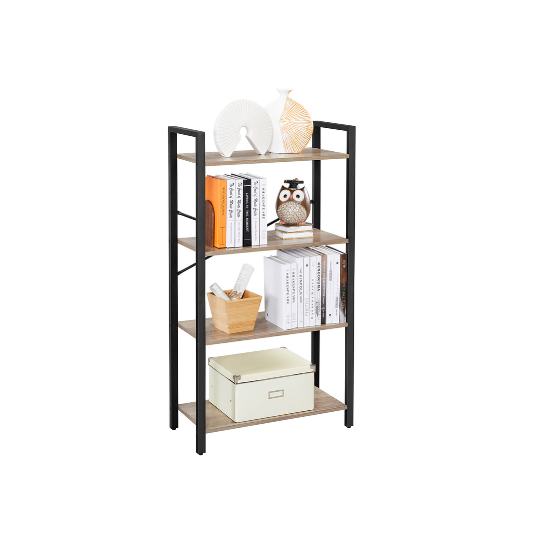 4-Tier Bookshelf Greige and Black