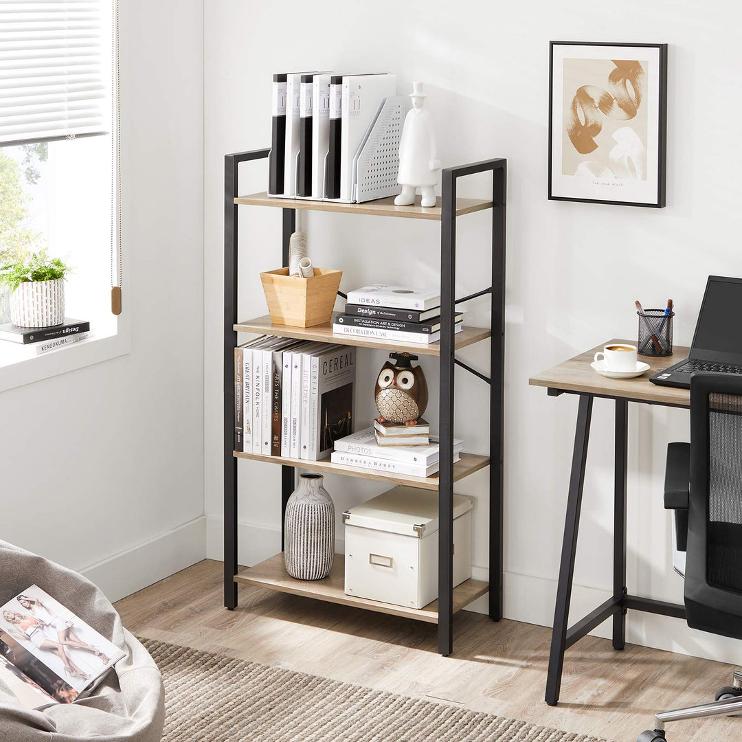 4-Tier Bookshelf Greige and Black