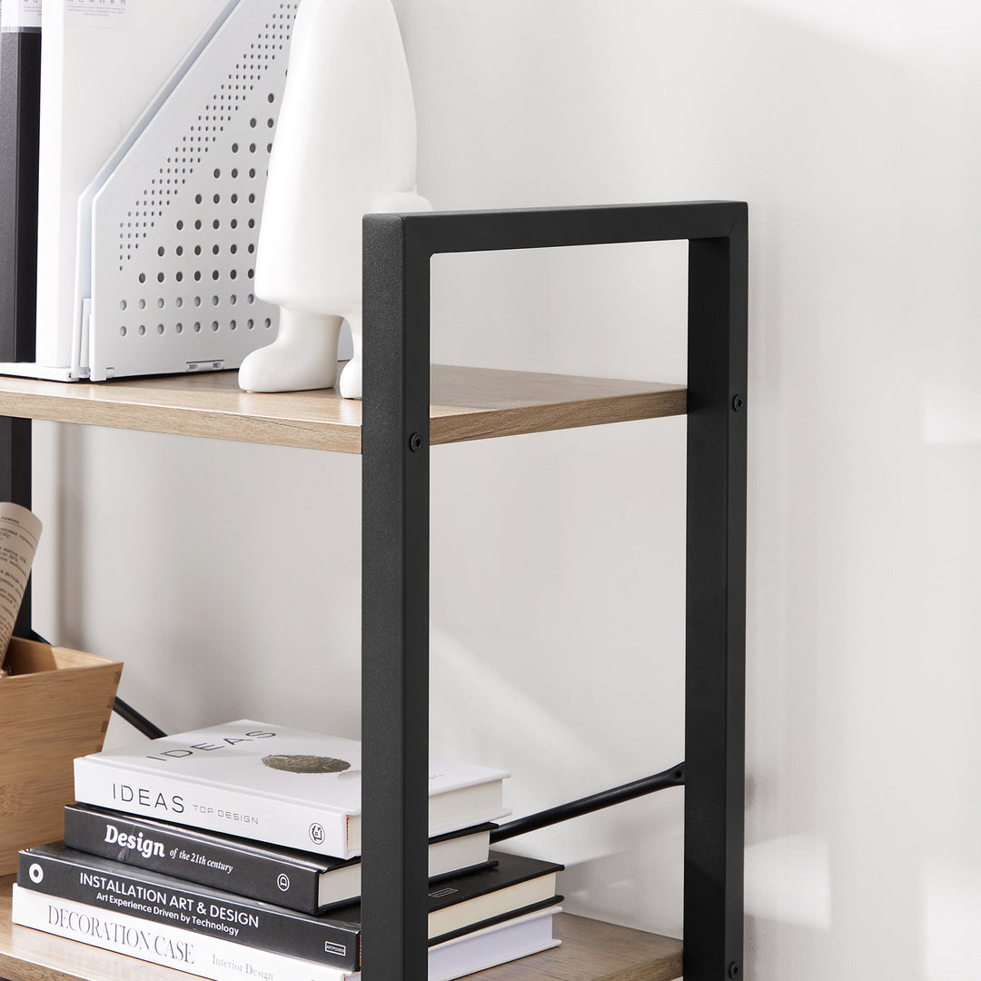 4-Tier Bookshelf Greige and Black