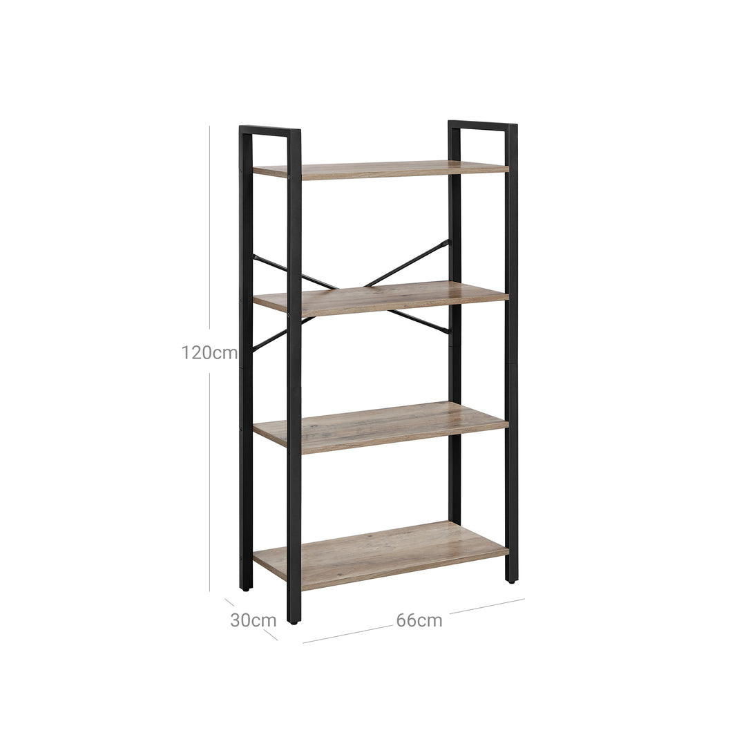 4-Tier Bookshelf Greige and Black