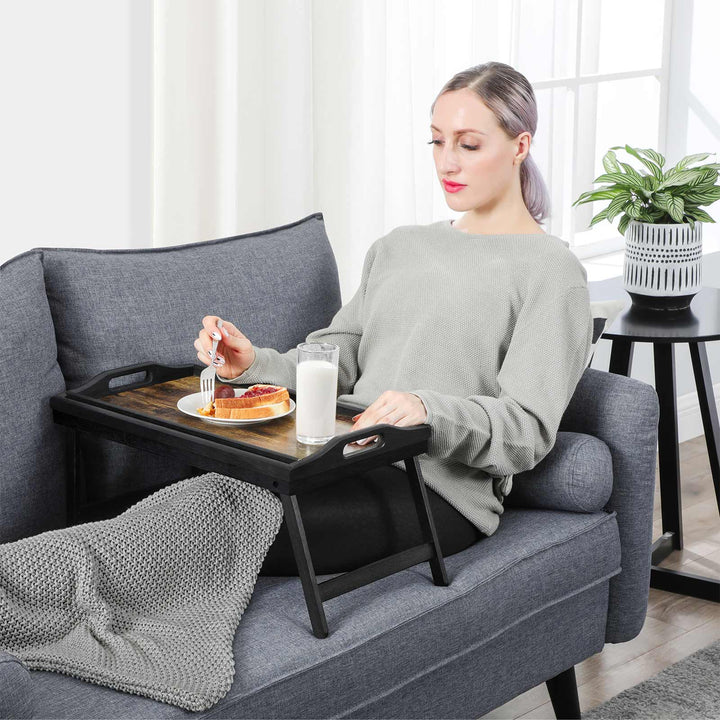 Black Breakfast Tray with Folding Legs for Bed
