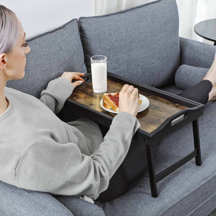 Black Breakfast Tray with Folding Legs for Bed