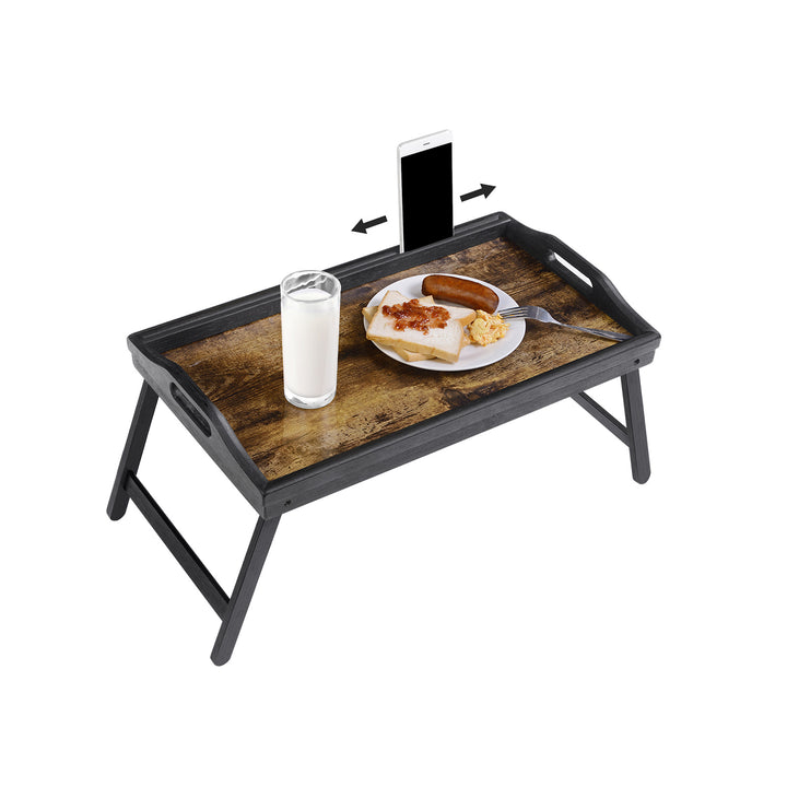 Black Breakfast Tray with Folding Legs for Bed