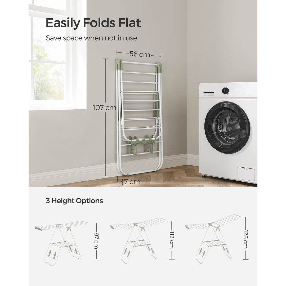Foldable Clothes Airer White and Green