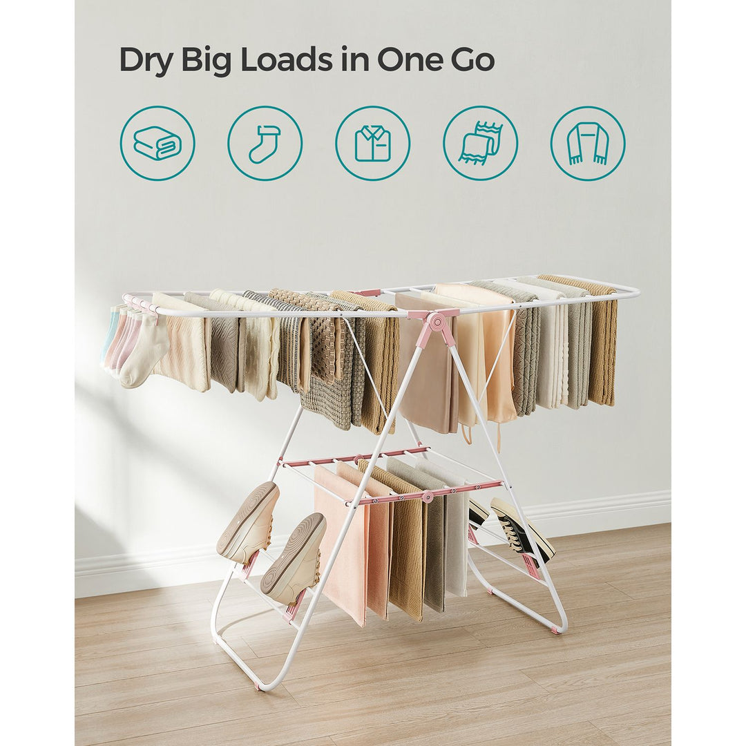 Foldable Clothes Airer White and Pink