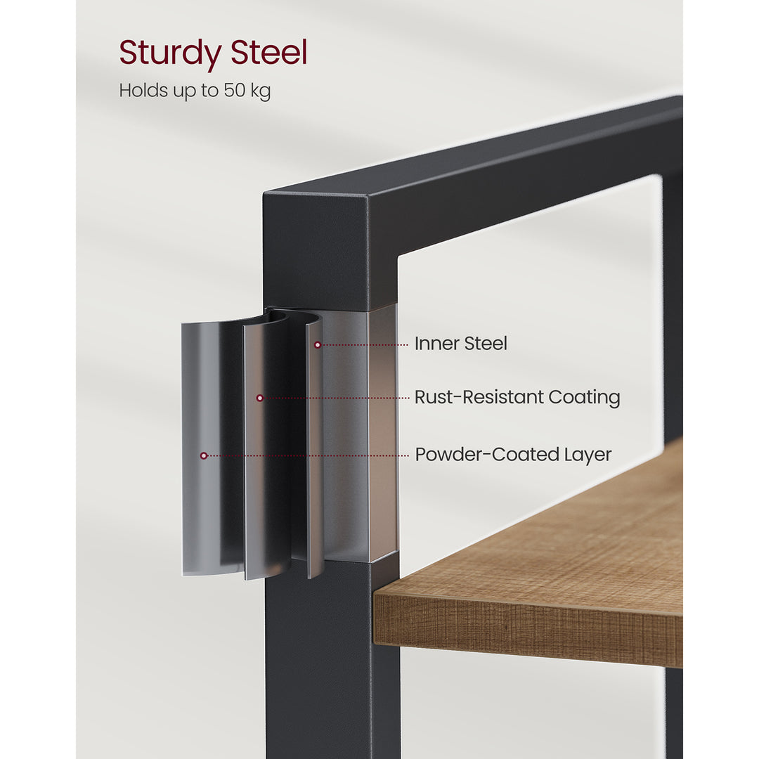 6-Tier Tall Bookshelf Special Walnut and Black 30 x 80 x 186 cm