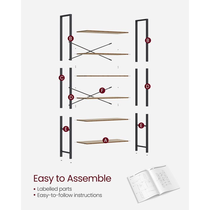 6-Tier Tall Bookshelf Special Walnut and Black 30 x 80 x 186 cm