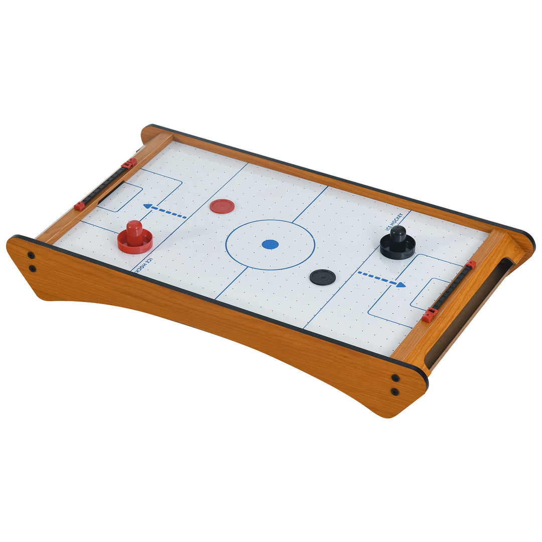 Mini Air Hockey Tabletop Game w/ 2 Pucks Pushers Fan Play Board Scoreboard Markings Portable Family Game Children Adults 8 Years+