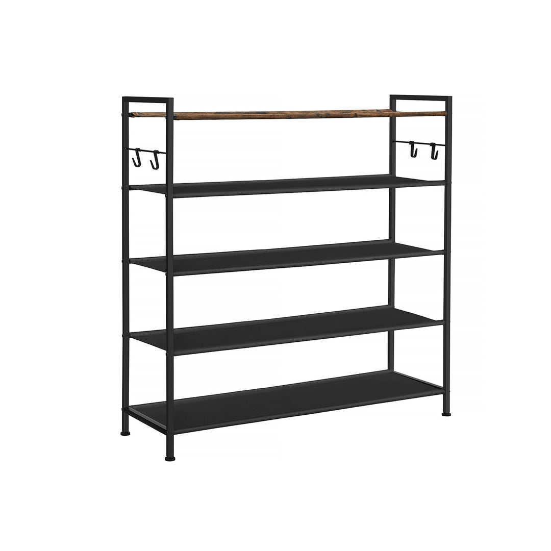 Shoe Rack, Metal Shoe Cabinet, Rustic Brown and Black