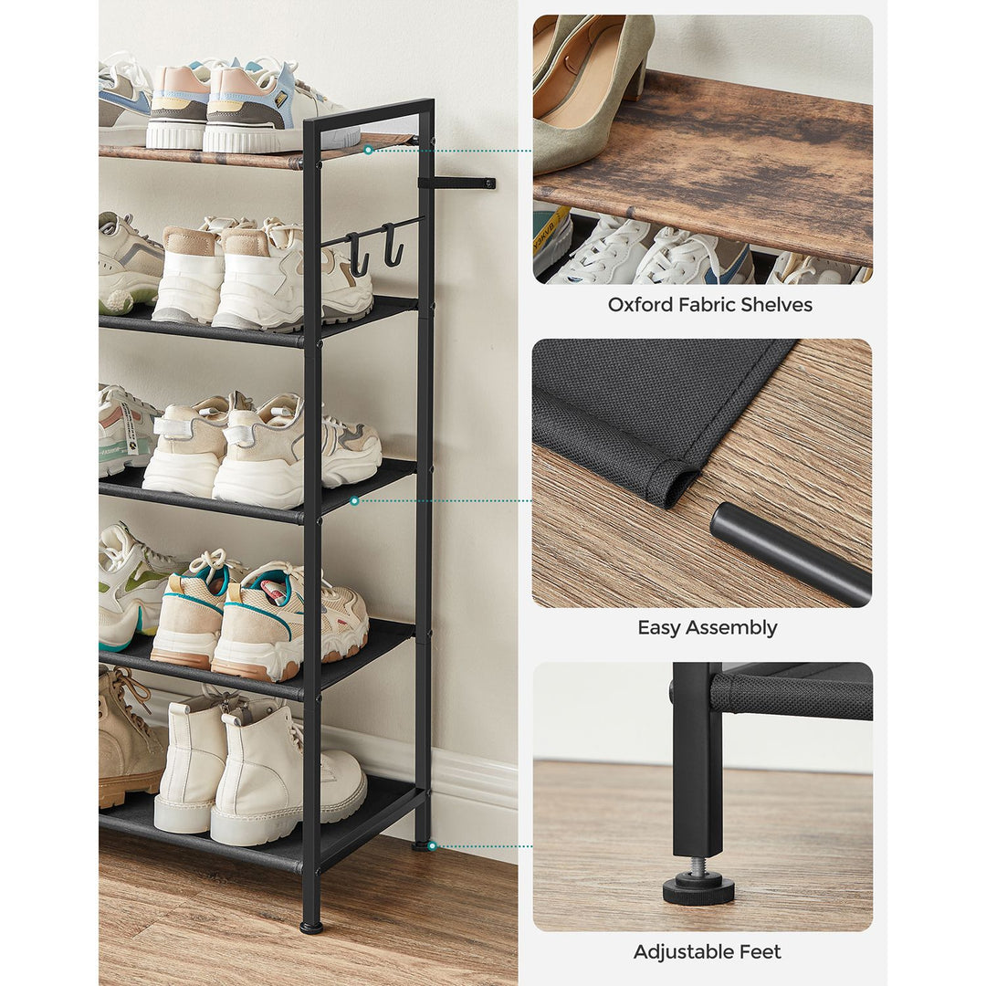 Shoe Rack, Metal Shoe Cabinet, Rustic Brown and Black