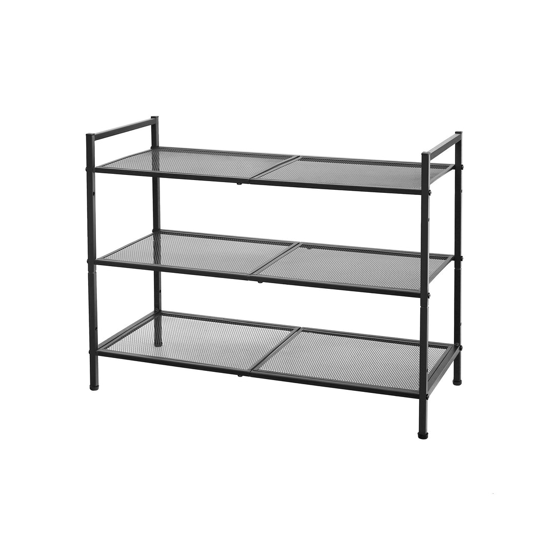 Black Metal Shoe Rack with Adjustable Shelves