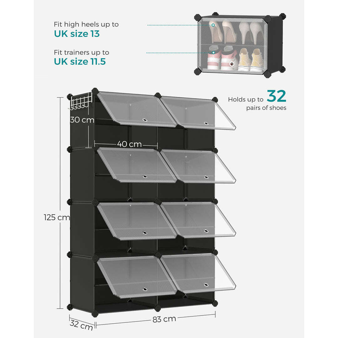 8-Slot Modular Storage Organiser Unit Black