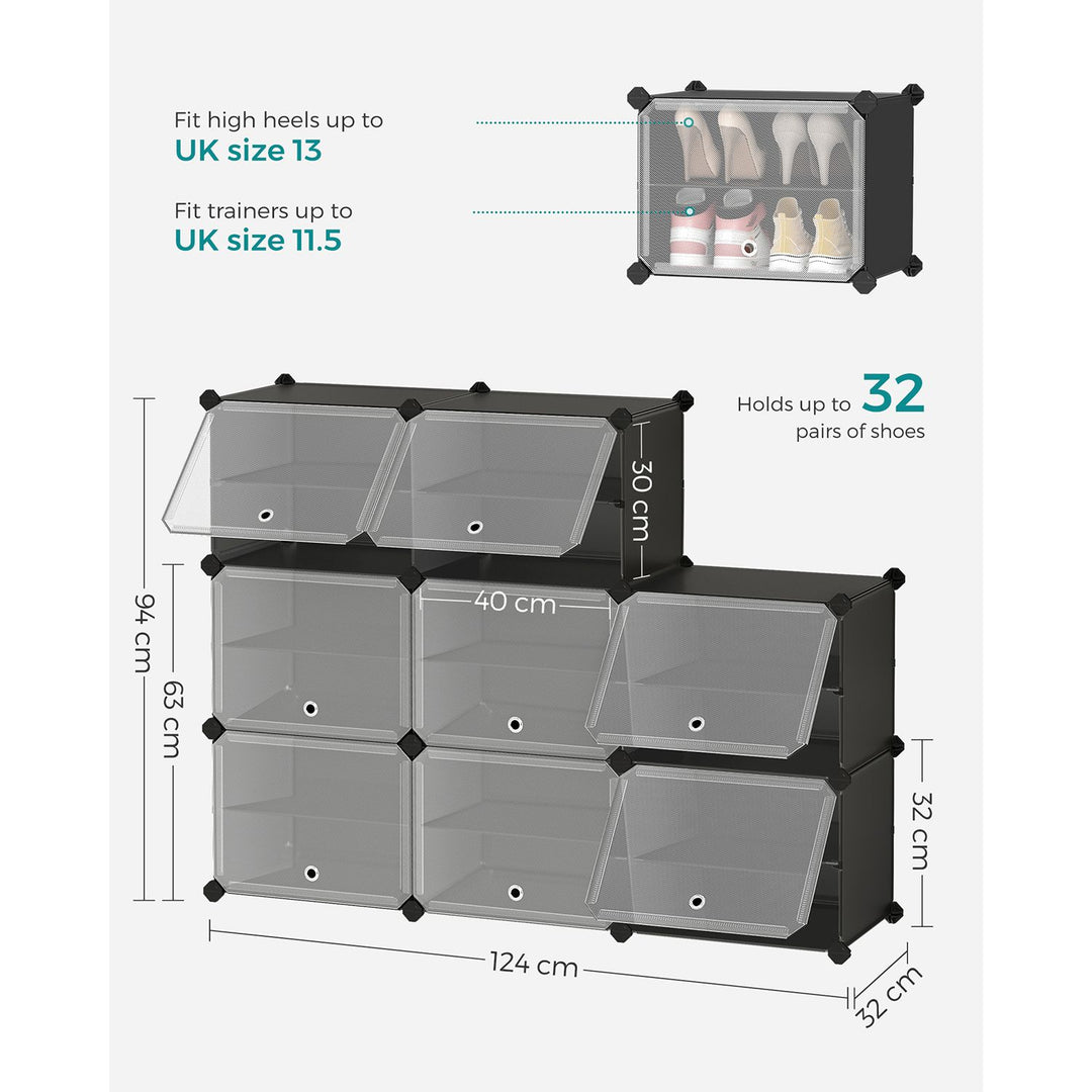 8-Slot Modular Storage Organiser Unit Black