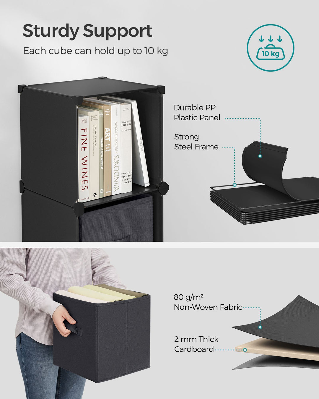 Non-Woven Fabric Cube Storage Unit with Storage Boxes