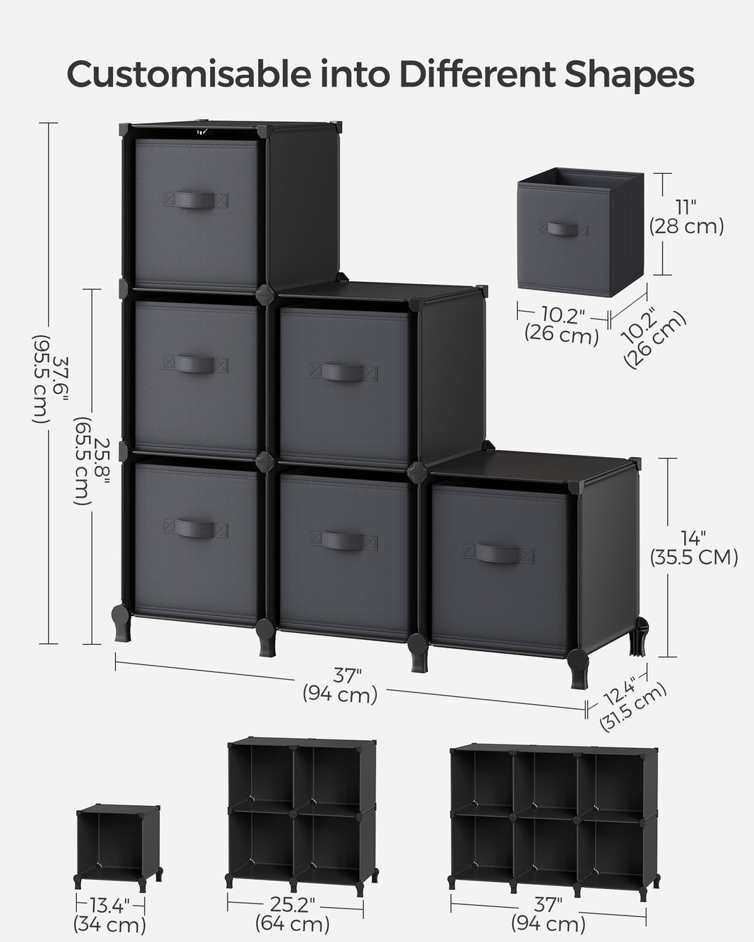 Non-Woven Fabric Cube Storage Unit with Storage Boxes