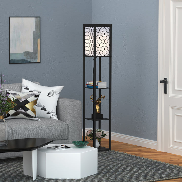 Shelf Floor Lamp Modern Standing Lamp for Living Room Light with 4-tier Open Shelves Large Storage Display