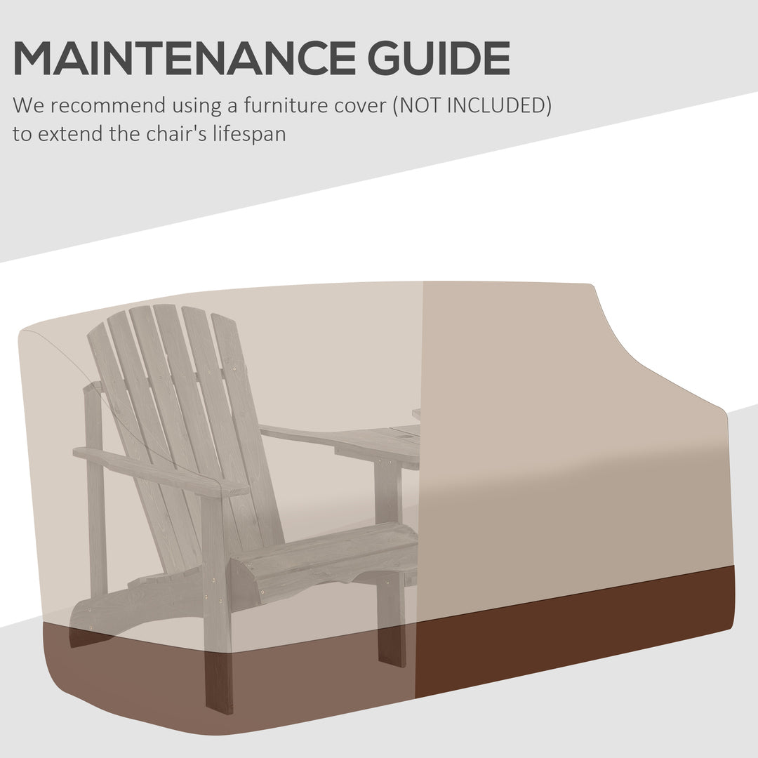 Wooden Outdoor Double Adirondack Chairs Loveseat w/ Center Table and Umbrella Hole, Garden Patio Furniture for Lounging and Relaxing, Grey