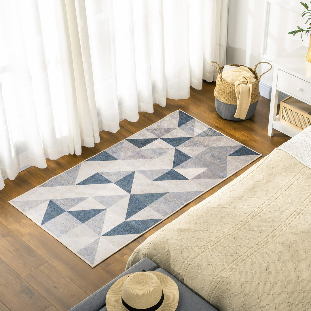 Modern Grey Rug, Geometric Area Rugs Large Carpet for Living Room, Bedroom, Dining Room, 80x150 cm
