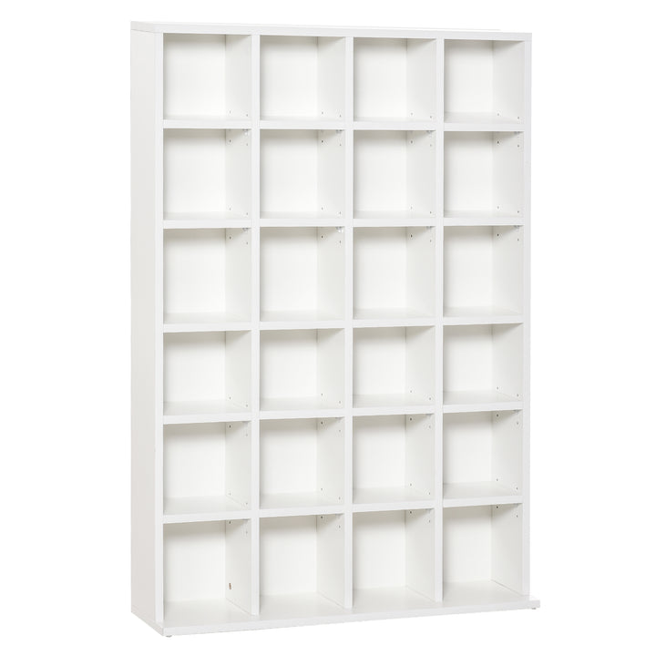 HOMCOM 480 CD / 312 DVD Storage Shelf Rack Media Storage Unit Shelves Racks Wooden Bookcase Display Unit with 4 Adjustable Shelves White