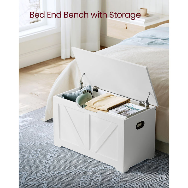 Storage Bench Matte White 40 x 80 x 46 cm