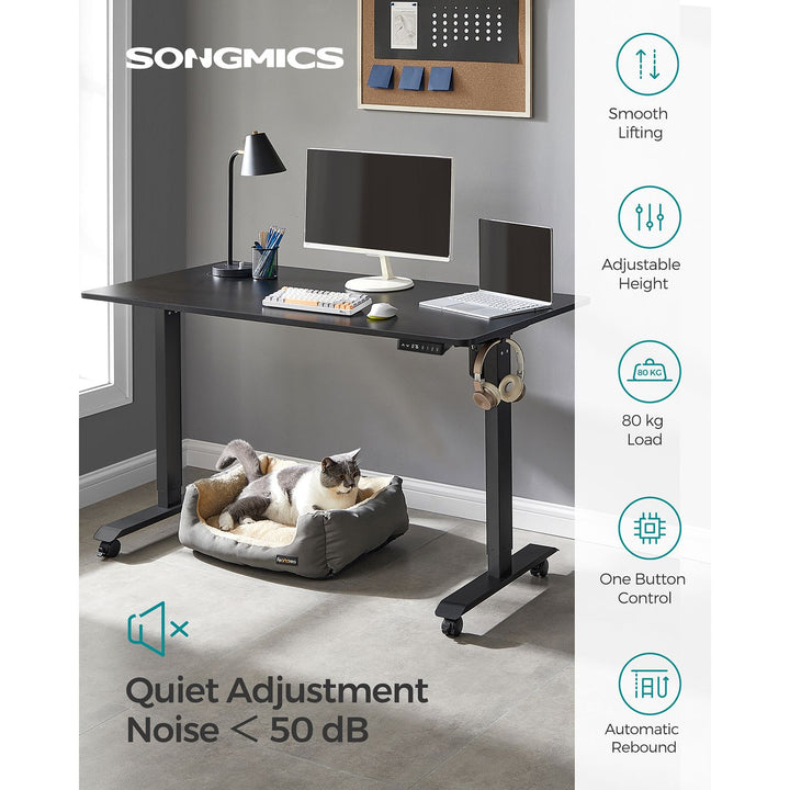Height Adjustable Desk 70 x 140 x (86-130) cm Black