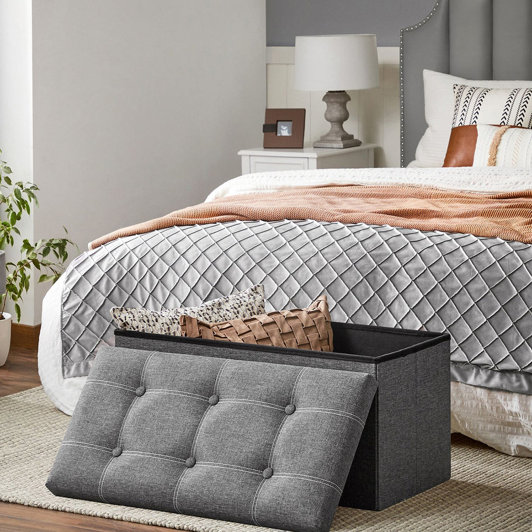 Dark Grey Storage Ottoman 80L