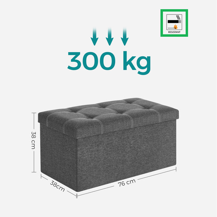 Dark Grey Storage Ottoman 80L