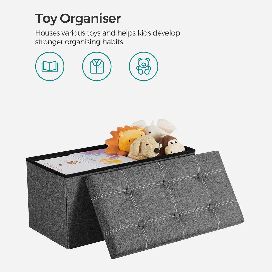 Dark Grey Storage Ottoman 80L