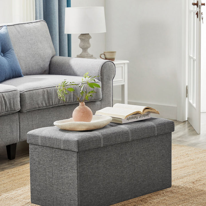 Dark Grey Storage Ottoman 80L