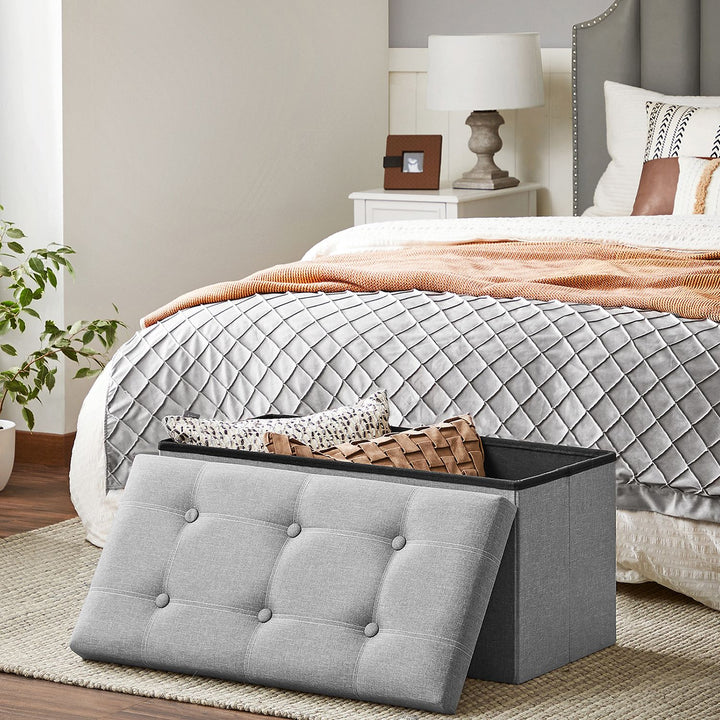 Light Grey Storage Ottoman 80L