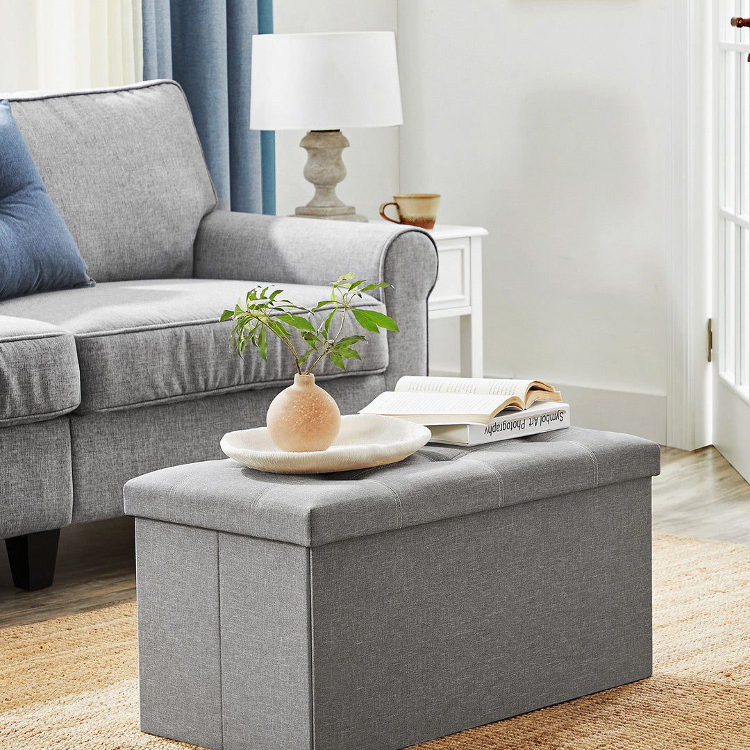 Light Grey Storage Ottoman 80L