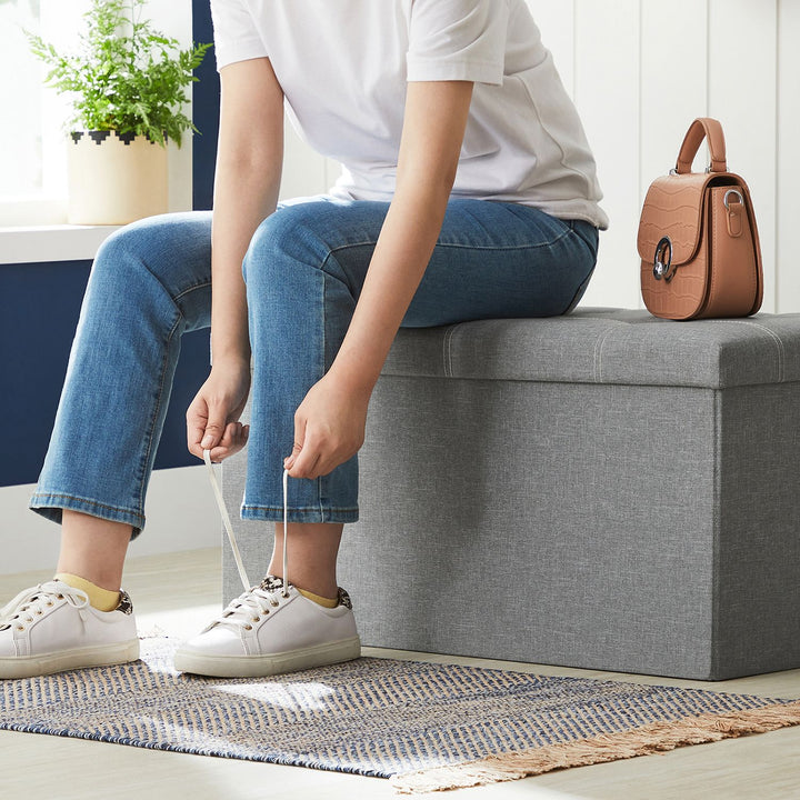 Light Grey Storage Ottoman 80L