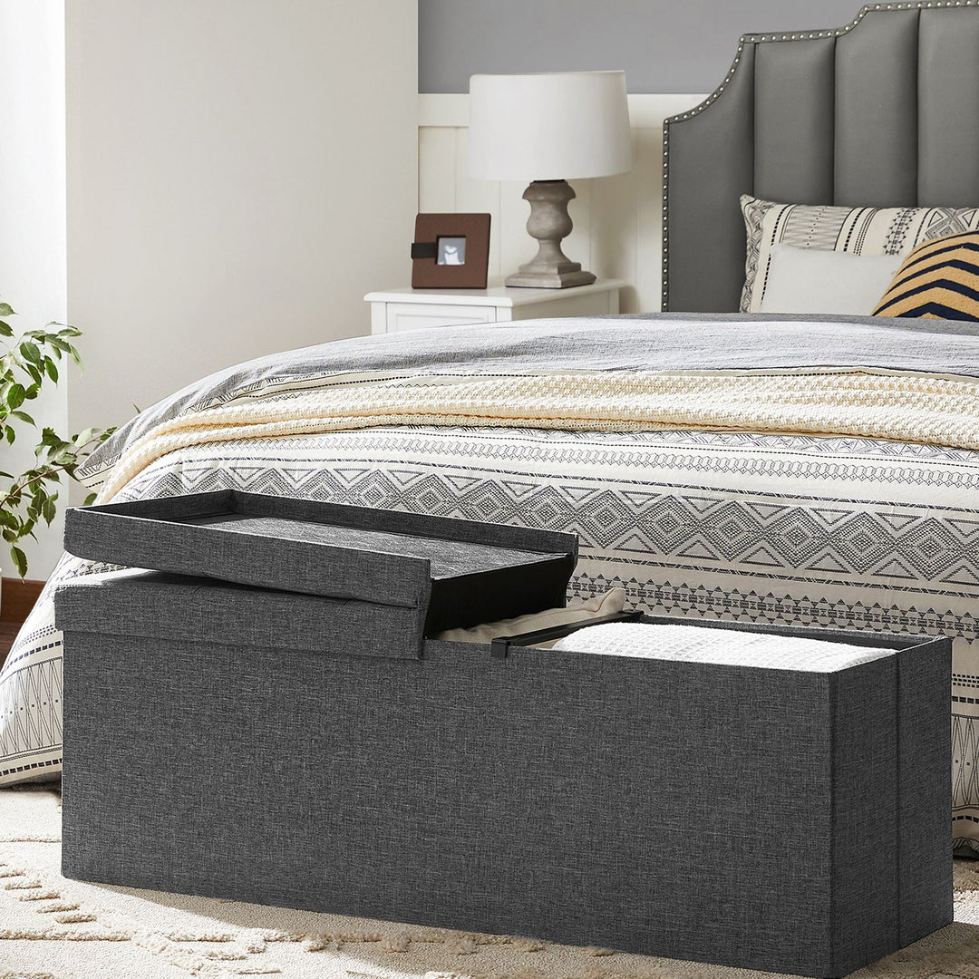 Dark Grey Storage Ottoman 120L