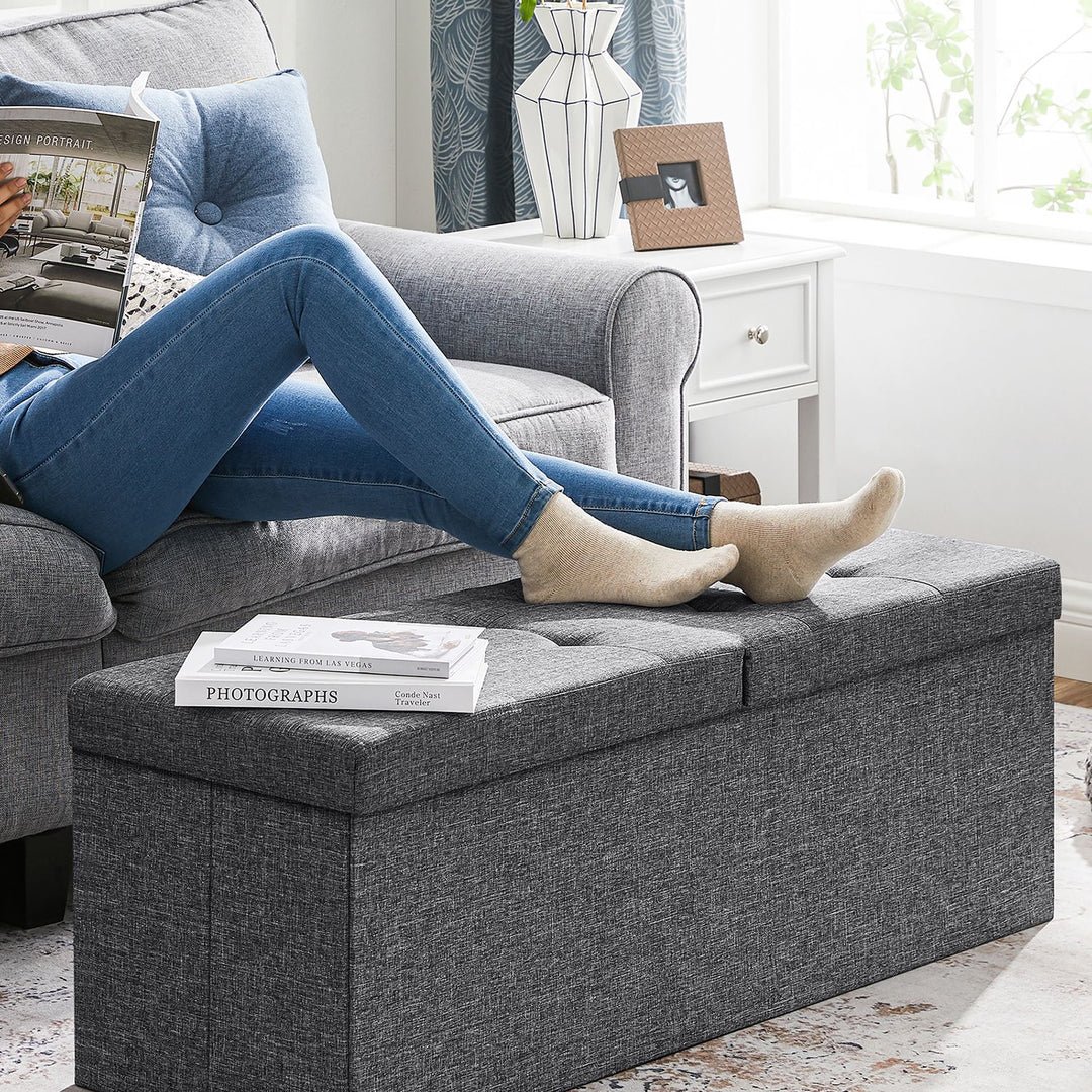 Dark Grey Storage Ottoman 120L