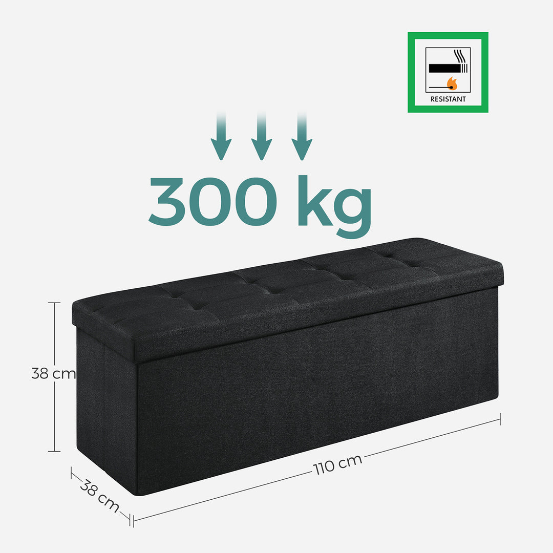 Black Storage Ottoman 120L