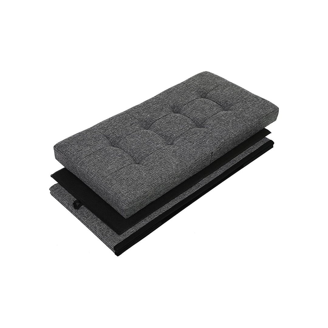 SONGMICS 80 L Folding Storage Ottoman Shoe Bench Flipping Lid Load Capacity of 300 Kg 76 x 38 x 38 cm Dark Grey LSF86GYZ