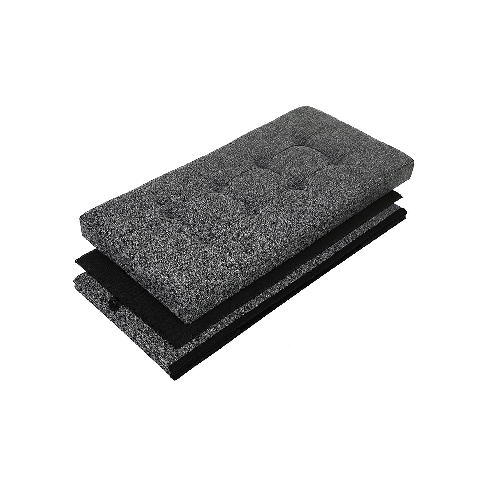 SONGMICS 80 L Folding Storage Ottoman Shoe Bench Flipping Lid Load Capacity of 300 Kg 76 x 38 x 38 cm Dark Grey LSF86GYZ