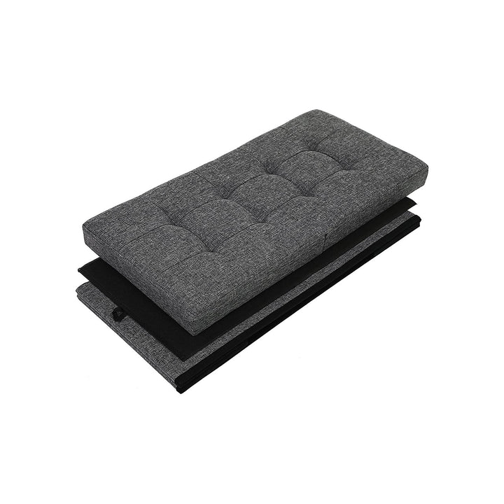 SONGMICS 80 L Folding Storage Ottoman Shoe Bench Flipping Lid Load Capacity of 300 Kg 76 x 38 x 38 cm Dark Grey LSF86GYZ