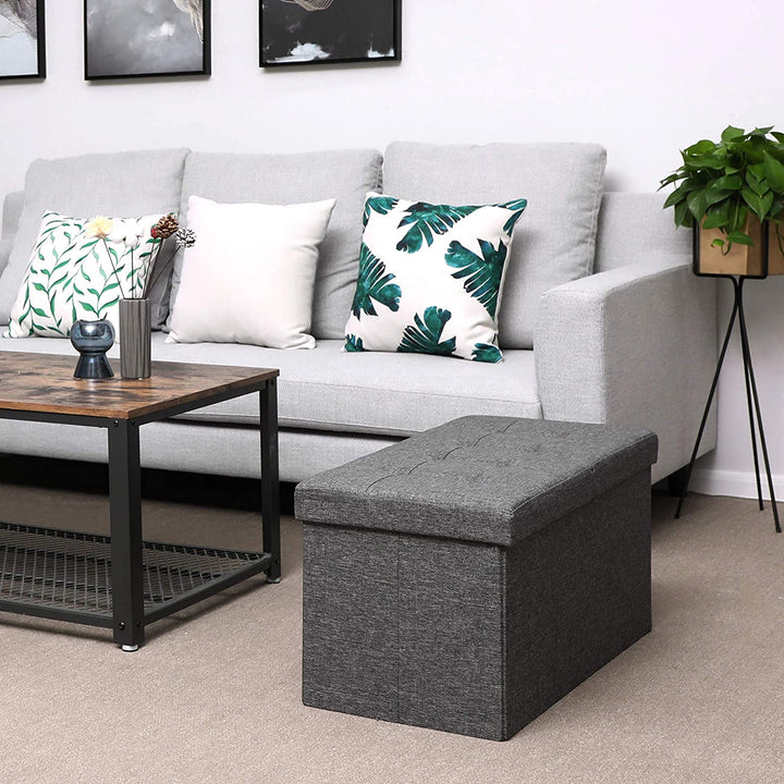 Grey Storage Ottoman with Flipping Lid