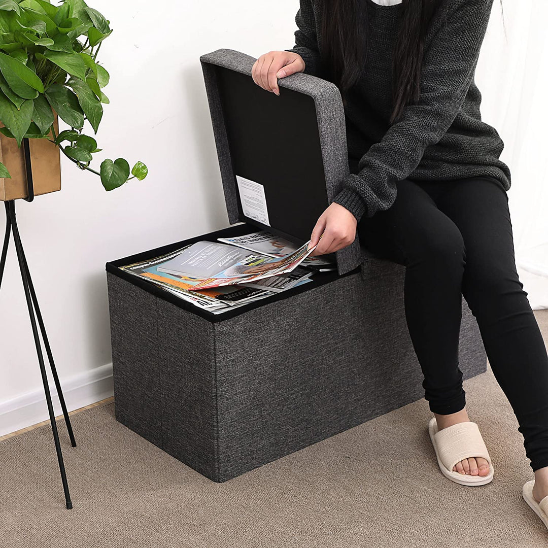 Grey Storage Ottoman with Flipping Lid
