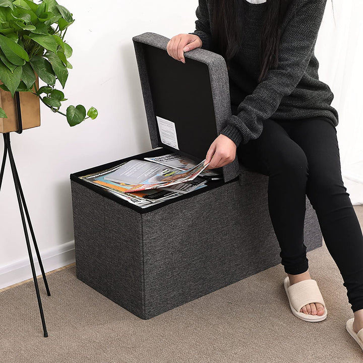 Grey Storage Ottoman with Flipping Lid