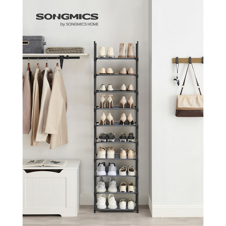 10 Tier Shoe Rack With a Metal Frame