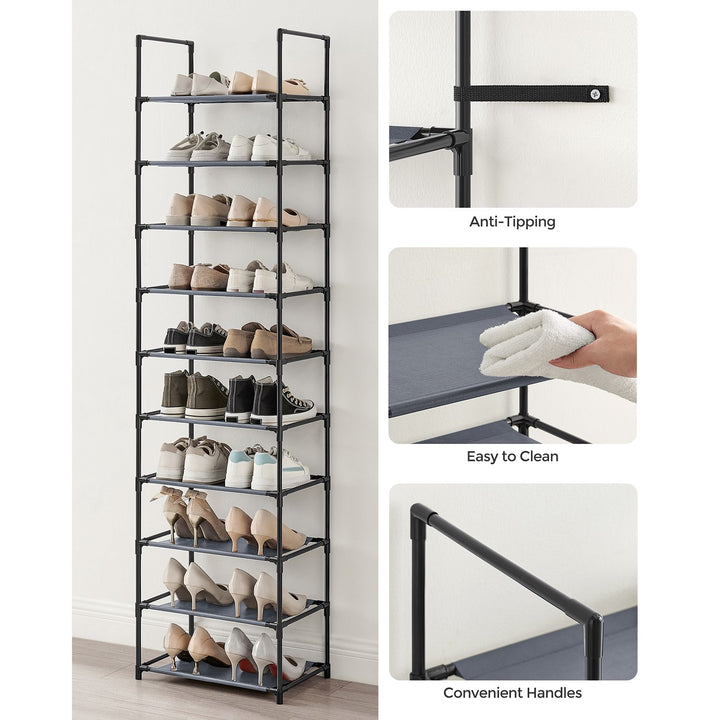 10 Tier Shoe Rack With a Metal Frame