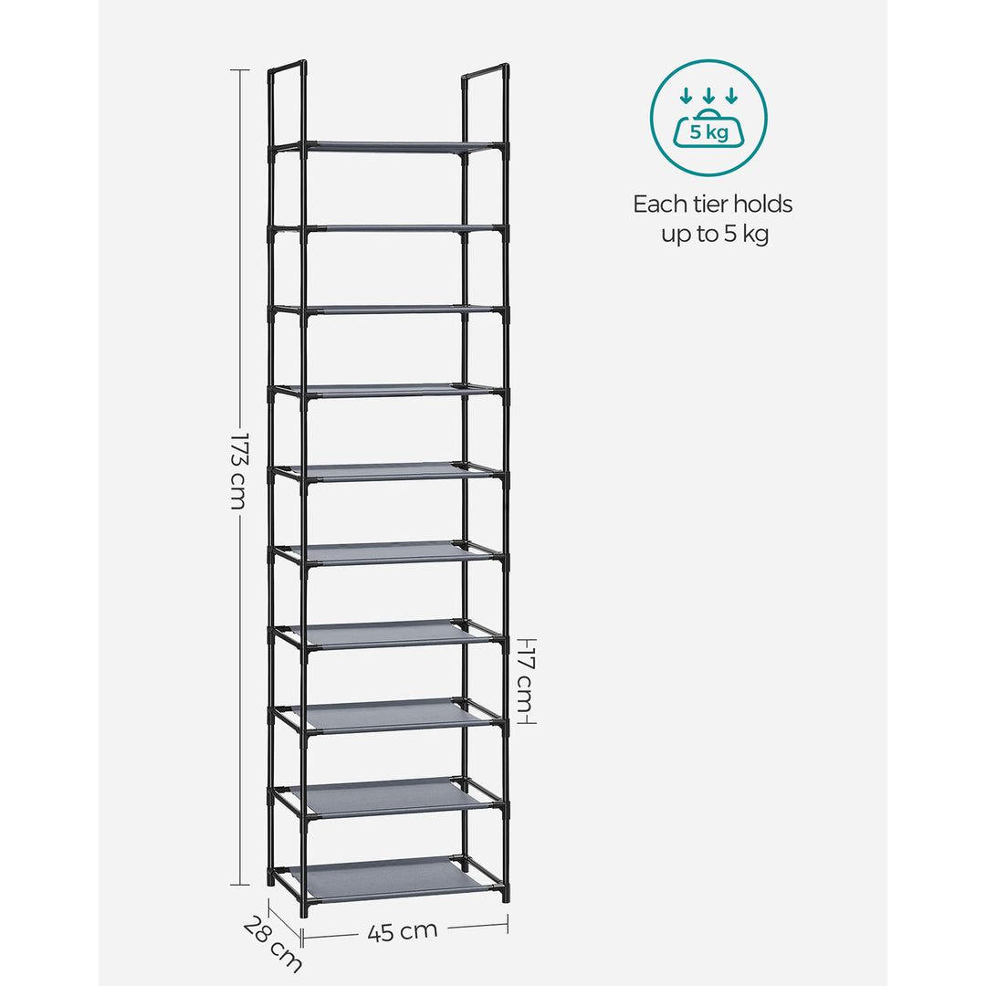 10 Tier Shoe Rack With a Metal Frame