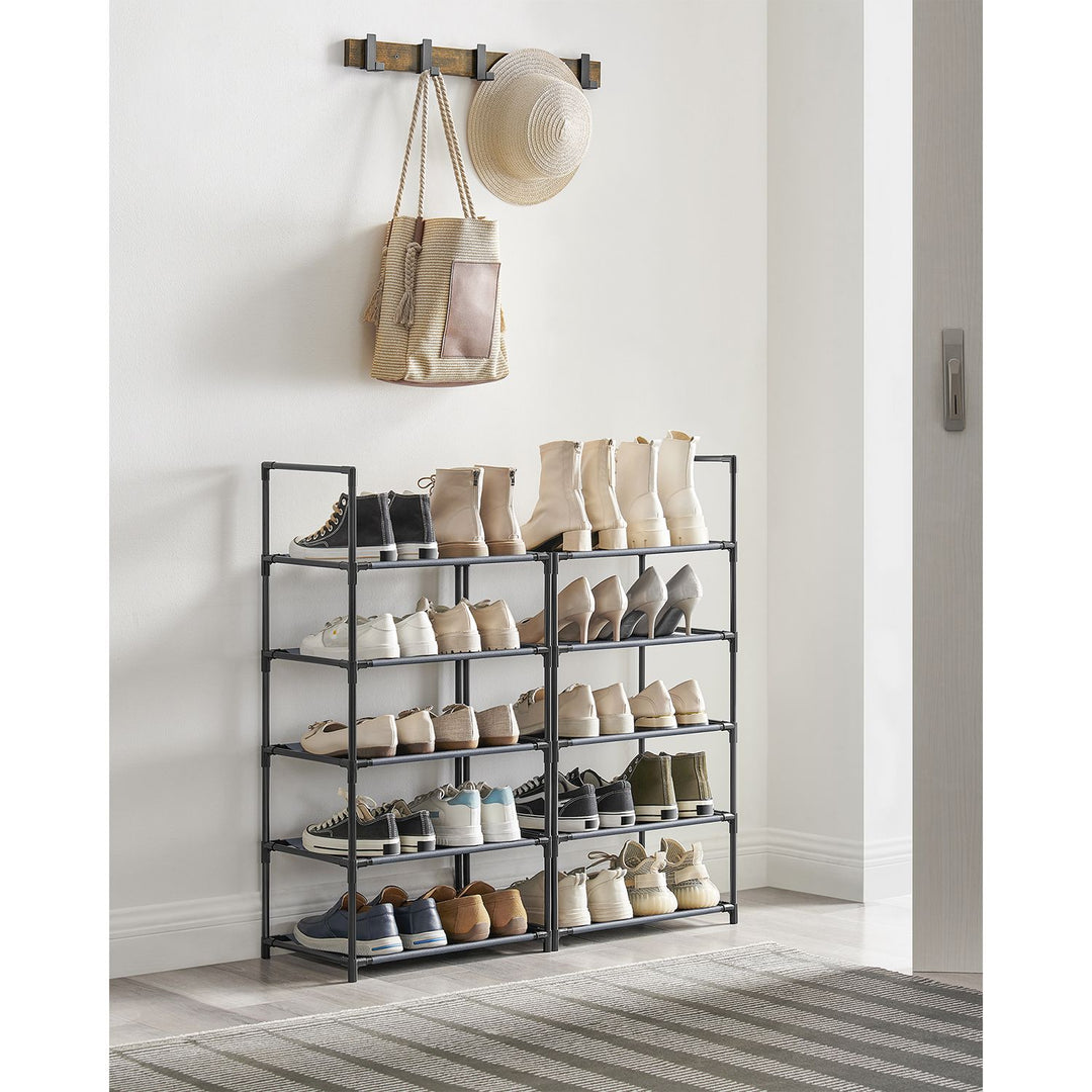 10 Tier Shoe Rack With a Metal Frame