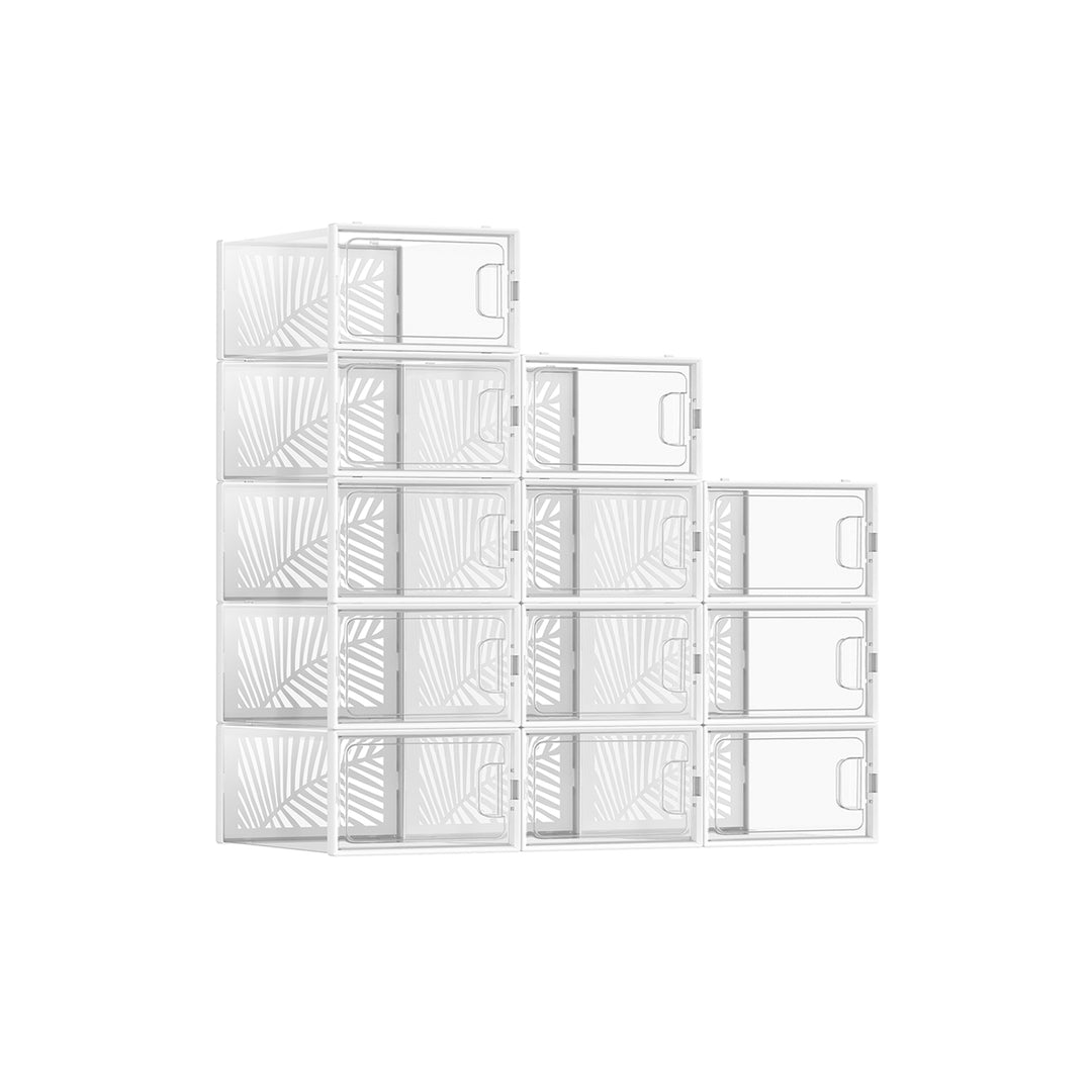 Set of 12 Stackable Shoe Boxes Transparent