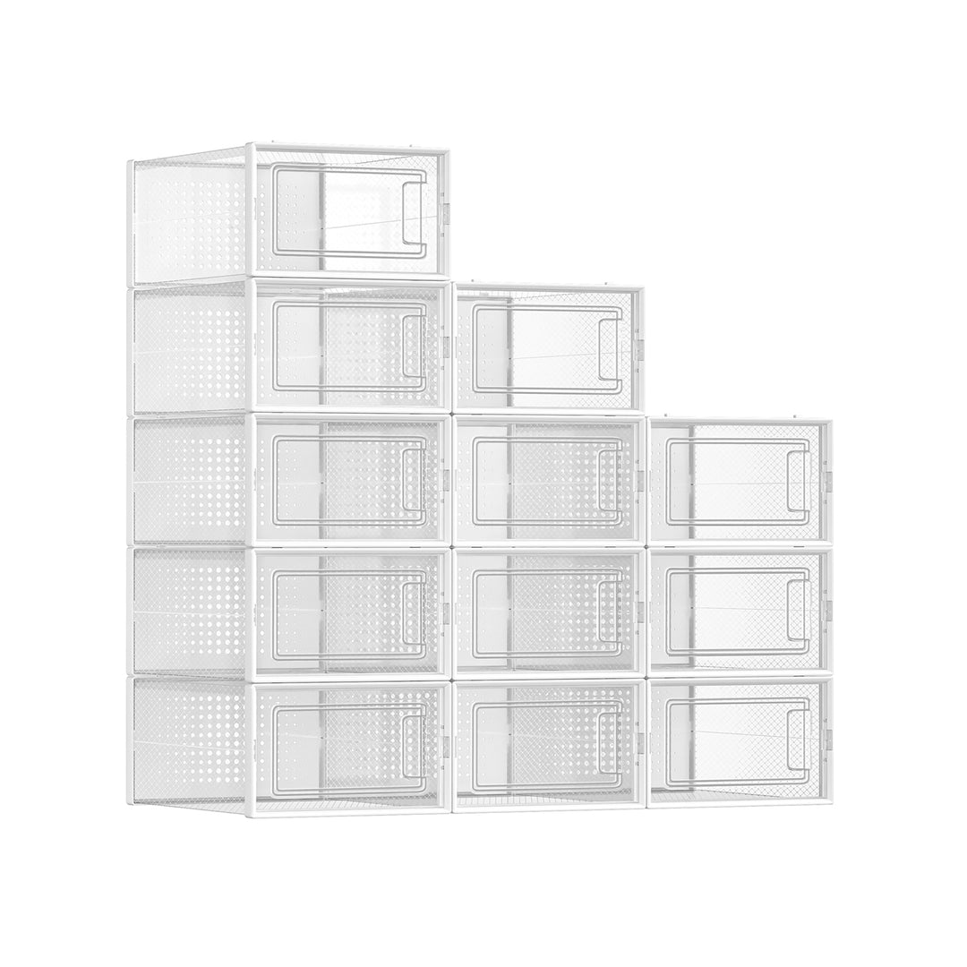 Pack of 12 Transparent Plastic Shoe Boxes